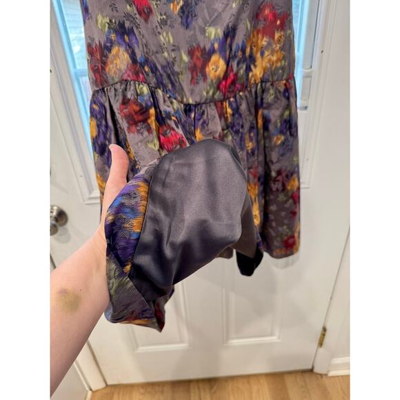 Ralph Lauren Silk Drop Waist Floral Sleeveless Grey Knee-Length Dress Size 10 - Picture 8 of 9